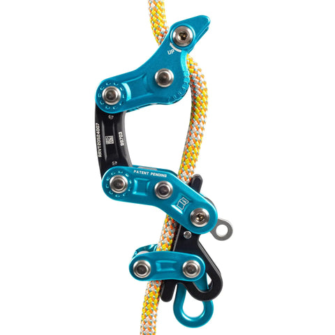 Rope Runner Vertec Ultimate Climbing And Work Positioning Device With Tool-Free Adjustability attached to a climbing rope.