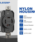 Front view of Heavy Duty NEMA L14 20R Locking Receptacle For Generator 20 Amp 125 250V Twist Lock Socket with nylon housing