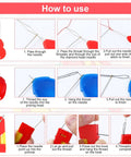 Diagram showing steps for using the 10 Pack Automatic Needle Threader Set Easy No Fuss Needle Threading Tool for Sewing and Embroidery.