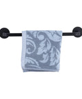 2 Pack Magnetic Towel Bar For Fridge And Kitchen with towel hanging, black aluminum, repositionable on any metal surface
