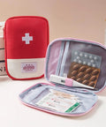 Open Must Have Emergency First Aid Bag Grab And Go Medical Kit with customizable compartments, showing contents.