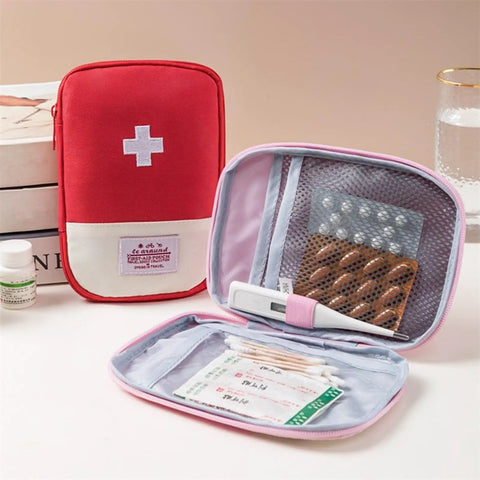 Open Must Have Emergency First Aid Bag Grab And Go Medical Kit with customizable compartments, showing contents.