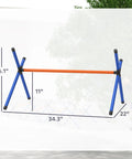 4 Piece Dog Agility Course Set With Adjustable Height Hurdles, showing 11-inch orange bar on blue stand