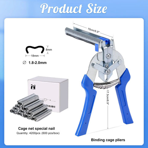 Type M Hog Ring Pliers Kit With 4200 Hog Rings For Wire Cage Building And Fence Net Panels Rust Resistant Manganese Steel Pliers
