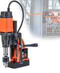 Heavy Duty 1100W Magnetic Drill Press With Copper Core Motor 110V Electric Drilling Machine For Steel And More Smooth 200-750 RPM, close-up view.