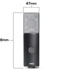 Front view of the C104 Pro Large Diaphragm Cardioid Condenser Microphone For XLR Studio Use showing dimensions 47mm x 158mm.