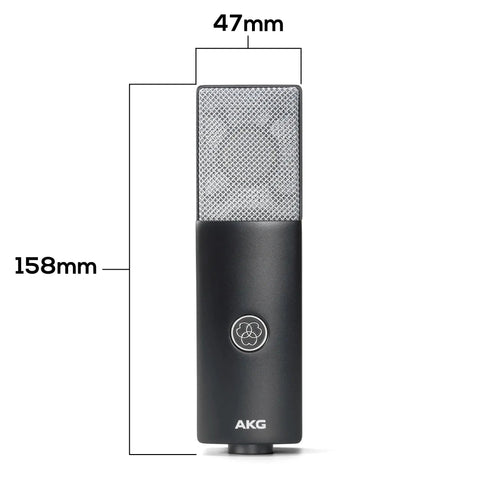 Front view of the C104 Pro Large Diaphragm Cardioid Condenser Microphone For XLR Studio Use showing dimensions 47mm x 158mm.