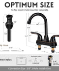 Dimensions of Oil Rubbed Bronze Stainless Steel Bathroom Faucet With Pop Up Drain Stopper And Deck Plate For 3 Hole Sink And 2 Handle Modern Vanity Fixture Easy To Install