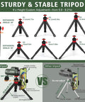 Comparison of 6-tripod heights with adjustments, ideal for 40x60 Monocular Telescope For Adults With 60mm Objective Lens and BAK4 Prism.