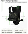 Hands Free Tactical Chest Pack for Men Lightweight Hydration Bag With Gear Holder Reflective Outdoor Chest Pack dimensions