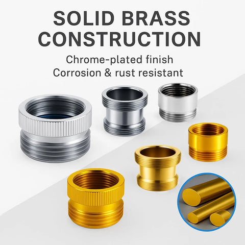 Heavy Duty 3 Piece Faucet Adapter Kit That Instantly Connects Kitchen Sink To Garden Hose Universal Bathroom Shower Converter showing solid brass connectors.