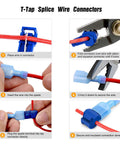 Nilight 120-piece T-Tap wire connector kit with blue nylon insulated male disconnects; six-step instruction panels.