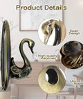 Totally Rad Vintage Swan Wall Hooks 4 Pack Bronze Coat Hooks Cottagecore Bath Home Decor close-up on swan design and mounting hole