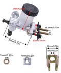 All Terrain Hydraulic Brake Master Cylinder for 90cc-250cc Go Karts Buggies ATVs with measurements displayed