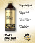 Liquid Trace Minerals With Magnesium Chloride Sodium And Potassium For Everyday Wellness 16 Fl Oz Vegetarian Non GMO Gluten Free Full Spectrum Mineral Support bottle.