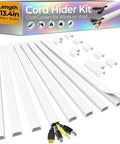 Self Adhesive Paintable Cord Hider Kit For 2 To 4 Wires On Wall Hide The Mess With A Clean Cable Cover Raceway For TV Cables White Wall Mounted Wire Covers Easy Install Modern Look, 113.4in white raceways with connectors