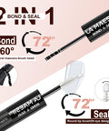 Waterproof Lash Bond And Seal Glue For Eyelash Clusters Black 72 Hour Hold, dual-ended design with 360° spiral and round tip brushes