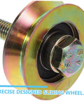 Close-up of 50Mm Industrial Sliding Door Roller With U Type Track Wheel, steel construction with bolt, for shower doors.