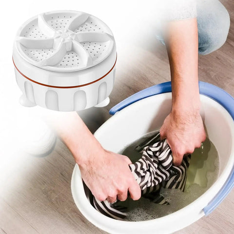 4 Pack Mini Portable Electric Clothes Washer USB Rechargeable Deep Waterproof Automatic Cycle in use with hands washing cloth.