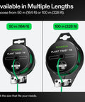 164 Ft PE Coated Green Plant Ties With Cutter, Reusable Flexible Twist Ties shown in 50m and 100m lengths
