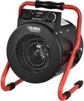 Portable Electric Space Heater With Built In Thermostat And Ergonomic Handle 1500 Watt 5120 BTU 120V Compact For Small Spaces Garages And More With Tilt Adjustment And Floor Guides, front view