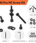 Must Have 830 Piece M2 Screw Kit With 4 6 8 10 12 16 20mm Machine Screws 12.9 Alloy Steel Black Zinc Plated Hex Socket Head Bolts Nuts Washers Set For Furniture Car Repair 3D Printers And More displayed with various components.