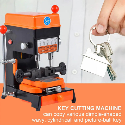Badass Vertical Cutter And Duplicator Machine With Adjustable Speed Drill Bits For Precision Metal Grooving And No Sweat Door Car Duplication Runs On 110 Or 220 V Plug In Easy Setup with keys.