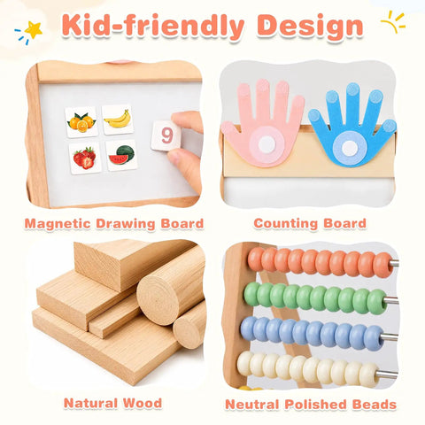 Straight Up Awesome Wooden Abacus For Kids Math Learning With Double Sided Magnetic Whiteboard And Finger Counting Frame Kid Tested Early Education Toy For Ages 3 To 7 Years Old, featuring kid-friendly magnetic drawing and counting boards.
