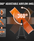 Drum Fan 24 Inch High Velocity Floor Fan 8700 CFM Heavy Duty Industrial Ventilation With 3 Speed Settings 360 Degree Tilting And 5 Foot Cord For Warehouse Workshop Factory Basement showing 360-degree tilting capability with airflow angle options.