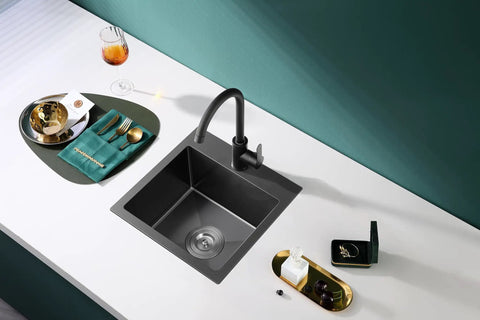15 Inch Black Bar Sink Drop In Topmount Or Overmount Single Bowl Prep Kitchen Sink Handmade 20 Gauge T304 Stainless Steel