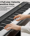 Hands playing on 88 Key Magnetic Split Piano Keyboard, Detachable Travel Electric Piano For Beginners, with semi-weighted keys.