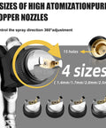 Shop Grade Hvlp Spray Gun Kit With Four Quick Change Nozzles And Easy Adjust Air Valves 360° adjustable pure copper nozzles for precise spray