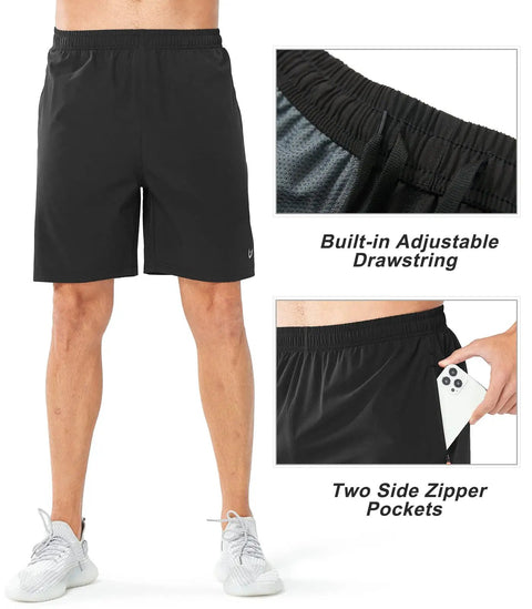 Mens Quick Dry Running Shorts With Lightweight Breathable Fabric 4 Way Stretch Zip Pockets And Moisture Wicking Comfort shown