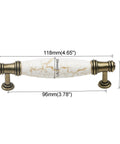 Solid As A Rock Cabinet Door Pulls Set Of Four Marble Ceramic Handles Heavy Duty Zinc Base Anti Rust Finish Easy No Sweat Install 3.78 Inch Center Spacing For Kitchen Hardware, 3.78in marble handle with bronze accents.