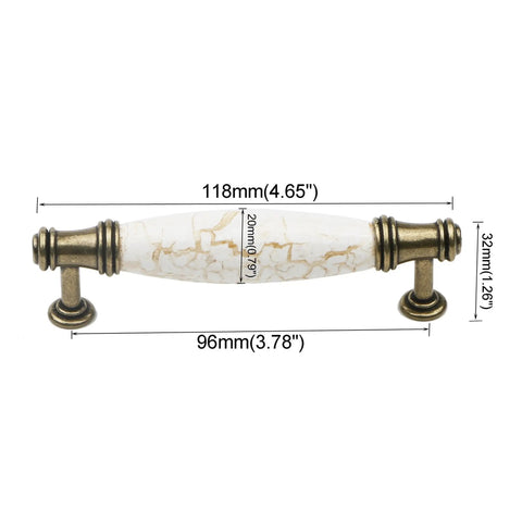 Solid As A Rock Cabinet Door Pulls Set Of Four Marble Ceramic Handles Heavy Duty Zinc Base Anti Rust Finish Easy No Sweat Install 3.78 Inch Center Spacing For Kitchen Hardware, 3.78in marble handle with bronze accents.