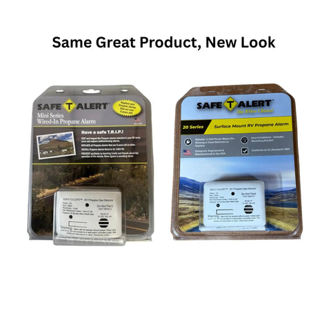 Packaging for Propane Gas Alarm For RVs And Travel Trailers Surface Mount White 20 Series 20-441-P-WT with product label visible