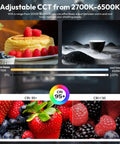 Bi Color 20W Inflatable LED Tube Light For On The Go Filming showcasing color temperature range from 2700K to 6500K, CRI 95+.