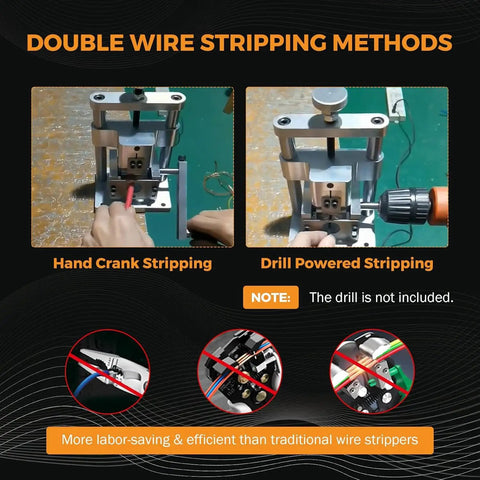 Double wire stripping methods of Upgraded Mini Drill Powered Wire Stripper Hand Crank Wire Stripping Machine For Scrap Copper