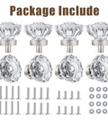 Totally Sleek Eight Piece Brushed Nickel Glass Cabinet Knob Set with Vintage Crystal Round Flower Design package contents