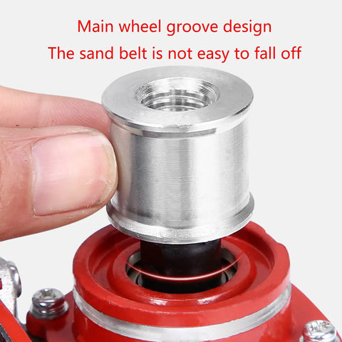 Heavy Duty Grinder To Belt Sander Converter For Fine Sanding And Trimming Metal Wood Deburr Tool Compatible With 100 Angle Grinder close-up of wheel groove design