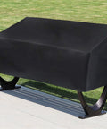Black all season outdoor bench cover for 2 seats weatherproof patio furniture protector on rocking chair outside on lawn