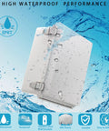 Rugged Outdoor Weatherproof IP67 Electrical Junction Box Enclosure with water droplets, ABS Plastic, grey color, closed view.