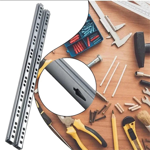 Two Way Smooth Glide Drawer Slides 17mm wide 8 To 17 inch length 2 pack with installation tools on workbench