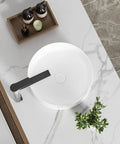 Top view of 14 Inch Round Vessel Sink For Bathroom White Ceramic Porcelain Vanity Basin Above Counter Modern Round Countertop Sink 14x14