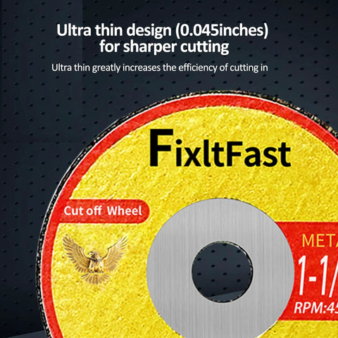FixltFast cut-off wheel, 1.5 in diameter x 1/8 in thick, fiberglass reinforced metal cutting disc for rotary tools
