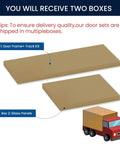 Image showing packaging of Sliding Closet Door Set For 72x80 Inch Openings, 3 Lite Frosted Glass MDF Barn Door With Hardware Kit