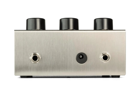 Back view of Big Muff Pi Guitar Effects Pedal with connection ports, showing metal casing and knob tops for classic rock tone shaping.