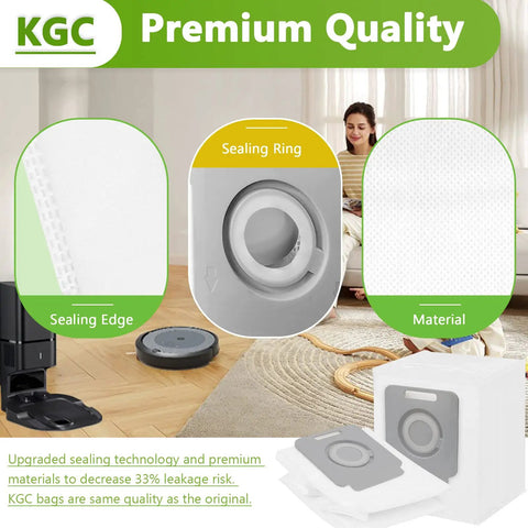 KGC 20 Pack Roomba Vacuum Bags For I Series S J Models Automatic Dirt Disposal with sealing edge and ring, premium material.