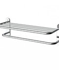24 Inch Towel Rack With Shelf And Bar Brushed Nickel Stainless Steel Wall Mount Durable Zinc Alloy Rustproof Bathroom Organizer