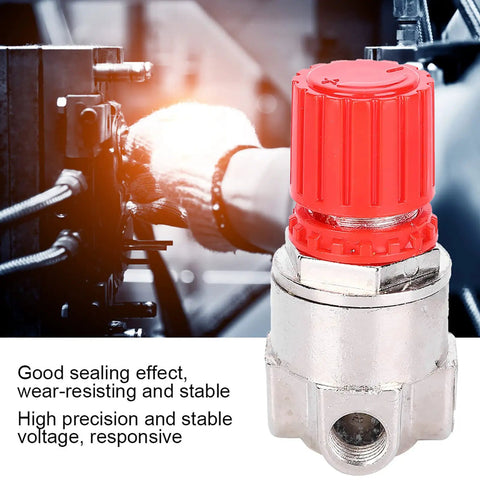Pneumatic Systems Air Pressure Switch And High Precision Regulator Valve Assembly with red knob in industrial setup